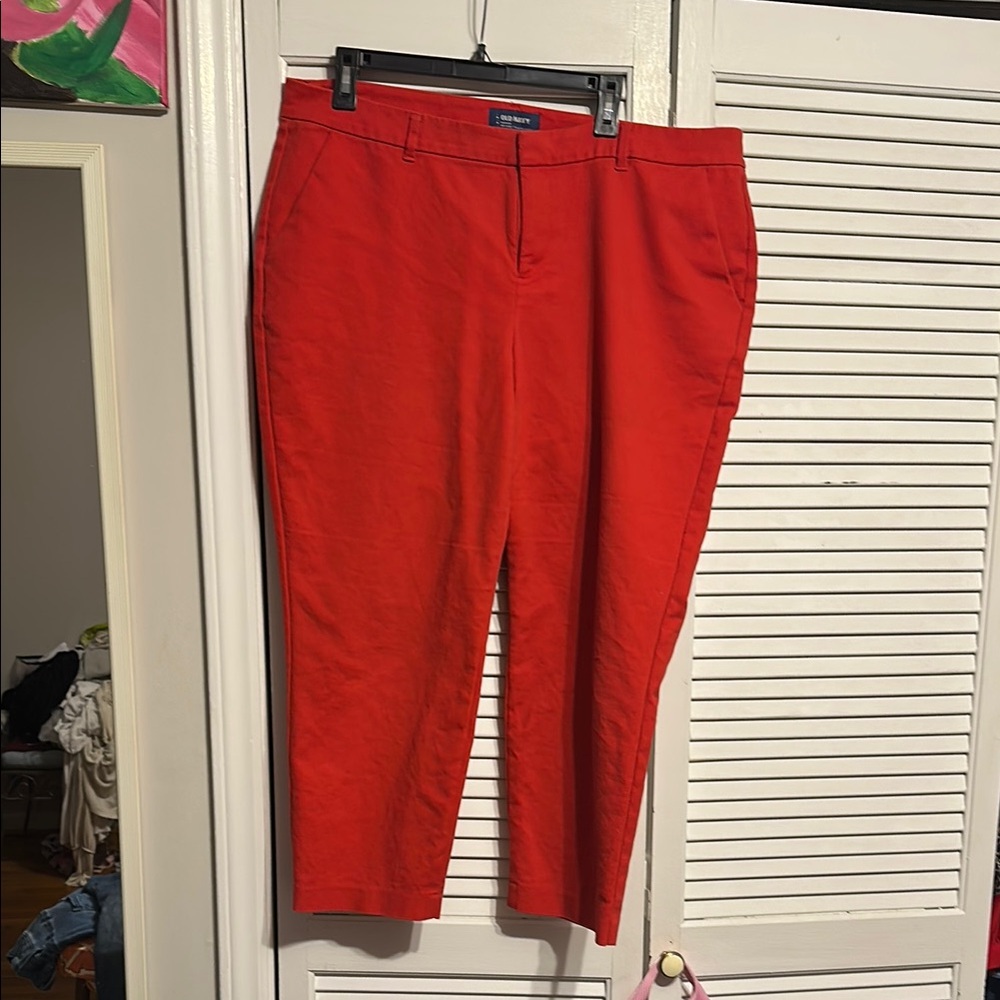 Vibrant Red Cropped Trousers